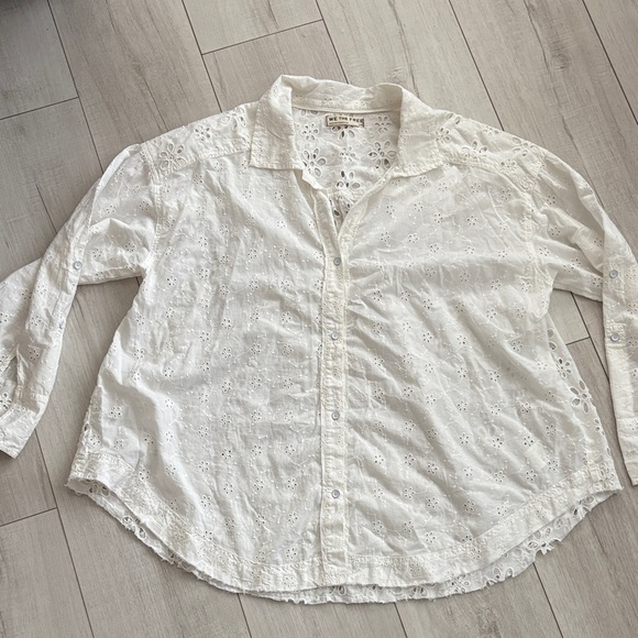 We The Free Mae Washed Eyelet Button Down Shirt size L - Picture 11 of 13
